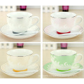 Haonai high quality 100-200ml ceramic coffee cup and saucer with customized printing